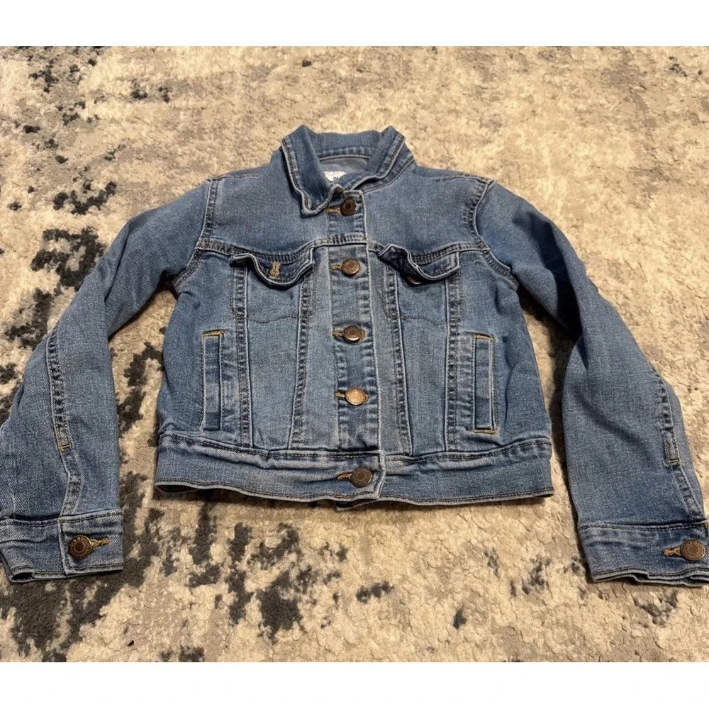 Old Navy Denim Trucker Blue Jean Jacket Youth Girls Sz 6 / 7